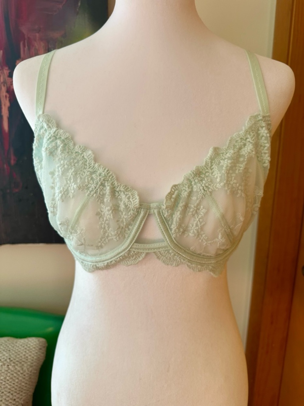 Free People Light Sage Lace Underwire Bralette